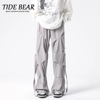 TIDE BEAR Quần xếp nếp kiểu Mỹ Quần dài kiểu tóc dài Quần dài kiểu tóc nam