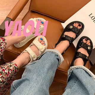 YAOLI Xăng đan dành cho nữ Dép đế bệt Velcro thời trang cổ tích mới