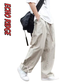 Echo Ridge Vintage ren vải lanh mỏng ống rộng quần cotton vải lanh thông thường Trung Quốc-Chic quần