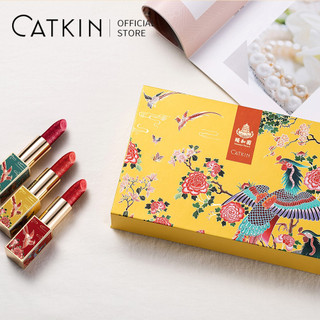 CATKIN Set 3 son môi trang điểm màu lì phong cách Trung Hoa hộp quà 10.2g
