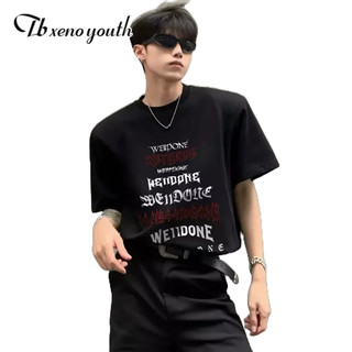 Áo nam Tb xeno thanh niên giặt và đau khổ nặng tay ngắn kiểu Mỹ retro ngắn tay vải cotton nguyên chất dành cho nam và nữ