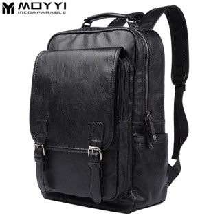  MOYYI balo laptop chống sốc Ba Lô Da Đựng Laptop 15.6inch Có Khóa Kéo Sức Chứa Lớn Thời Trang Cho Nam 