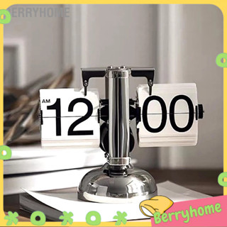 BerryHome Đồng hồ lật kỹ thuật số Retro Tối giản Chân đơn Cơ khí tự động để bàn cho phòng khách gia đình