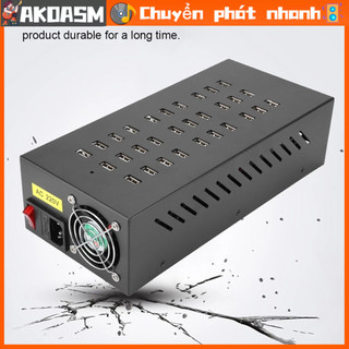 AKOASM Bộ sạc nhanh công suất cao 30 cổng Trạm USB Hub cho điện thoại di động/máy tính bảng (220V)