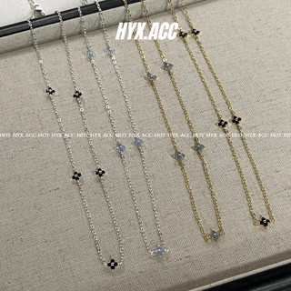 Vòng cổ nữ đơn giản niche xanh cỏ ba lá vòng cổ đen vòng tay cỏ ba lá vòng cổ