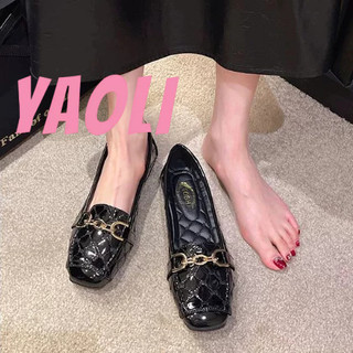 YAOLI  Giày Sandal Mới Đế Mềm Phong Cách Hàn Quốc Mẹ Giày Đế Bằng Thoải Mái Thoáng Khí Mũi Vuông Muỗng