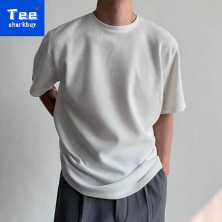 Áo thun nam tay ngắn có vách ngăn màu trơn Áo thun nam dáng rộng thường ngày