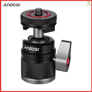 Andoer 2 in 1 mini cold shoe ball head dual use with 1/4 screw cold shoe mount 360° swivel aluminum alloy compatible wit came-6.5