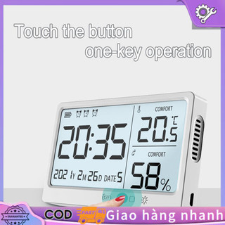 Đồng hồ báo thức điện tử đo nhiệt độ/ độ ẩm màn hình LCD tiện lợi