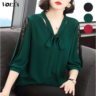 Áo sơ mi nữ trung niên, cổ áo cổ rộng thanh lịch Áo Sơ Mi Vải Voan Tay Dài Dáng Rộng Phong Cách Thanh Lịch Cho Phụ Nữ Tuổi Trung Niên