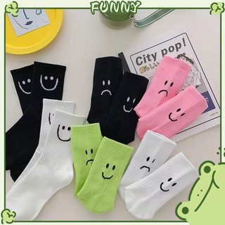 Vớ, cotton, họa tiết mặt cười hoạt hình, màu kẹo, phong cách nữ tính Nhật Bản.