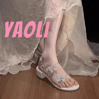 YAOLI  Xăng đan Nữ Mới Dày Gót Nơ Nhẹ Nhàng Dây Đeo Thời Trang Giày Cao Gót Thanh Lịch