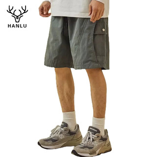 Quần Short Nam HANLU Rời Thẳng Ngoài Trời Nhiều Túi Đàn Hồi Thiết Kế Eo Quần Quý