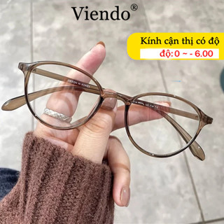 Kính Giả Cận Nam Nữ VIENDO Kính Mắt Gọng Tròn Nhựa Đổi Màu Khi Ra Nắng Chống Ánh Sáng Xanh Tia UV Thời Trang -1.0/-2.0/-3.0/-4.0/-5.0/-6.0