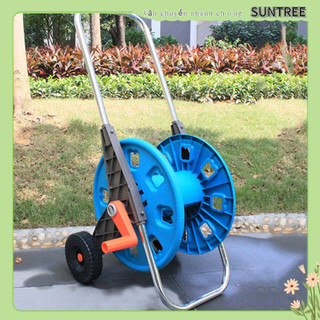 Bộ cuộn ống tưới Có Giá Nước Giữ 60M- Bộ khung lô cuốn dây tưới có bánh xe Dụng cụ cánh tay đơn để rửa xe trong vườn Tưới SUNTREE