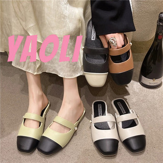 YAOLI  Dép Sandal Thời Trang Mới Màu Sắc Tương Phản Ngọc Trai Đáy Phẳng Thoải Mái Thoáng Khí Ins Dép Phổ Biến