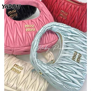 Yadou Xếp ly thời trang hình thoi thêu đám mây túi xách một vai đeo chéo hobo túi xách(Có hộp, túi chống bụi, dây đeo chéo)