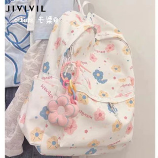 Jivil Ba lô nữ Instagram Hàn Quốc in hoạt hình dễ thương phong cách nguyên bản Nhật Bản đa năng trái tim cô gái tan vỡ hoa ba lô di động dung tích lớn