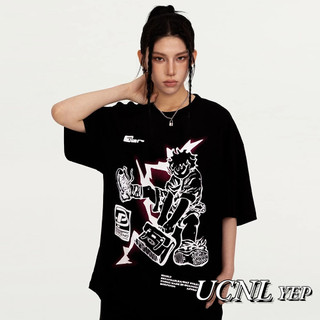 Thaliawisp Áo thun nam ngắn tay mùa hè Mỹ retro đường phố cao cấp hip-hop cá tính graffiti in hình cặp đôi dáng rộng cổ tròn ngắn tay