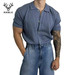 Áo Polo Nam HANLU Phong Cách Hàn Quốc Mới Nhẹ Phong Cách Trưởng Thành Cao Cấp Đa Năng Rời Dệt Kim Top
