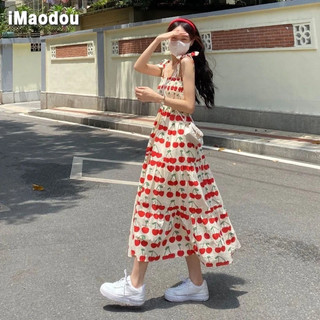 IMAODOU Đầm Sling 2024 Nữ Mùa Hè Phong Cách Mới Học Sinh Phù Hợp Với Pháp Ôm Hơn Nhìn Xếp Ly Dễ Thương Hoa Anh Đào Váy