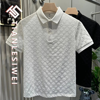 Tianlesiwei Mùa hè thoải mái và thoáng khí áo sơ mi POLO ngắn tay thời trang jacquard áo sơ mi POLO thông thường