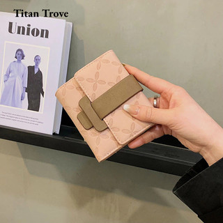 Titan Trove Túi Đựng Thẻ Nữ Phong Cách Ngắn Thời Trang Mờ Cao Cấp Cảm Giác Nhỏ Và Phổ Biến Gấp Tay Cầm Không Ví
