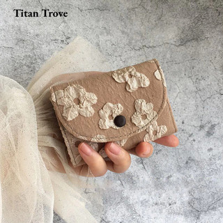 Titan Trove Túi đựng thẻ bé gái Hoa đơn giản Retro Cảm giác cao cấp trăm đôi cầm ví