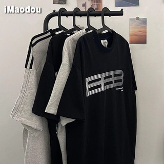iMaodou Mỹ High Street Sáng Tạo In Hình Áo Thun Ngắn Tay Nam Nữ Cotton Nguyên Chất Mùa Hè Mỏng Phong Cách Hợp Thời Trang Rời Phù Hợp Với Hàng Đầu