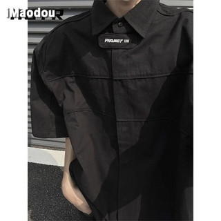 iMaodou Miếng Lót Vai Ngắn Tay Nam Nữ Phong Cách Dạo Phố Áo Sơ Mi Hợp Thời Trang cleanfit Chức Năng Cao Cấp Hồ Sơ Sơ Sơ Mi