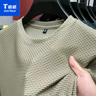 Slub Cotton Ice Silk Áo Thun Tay Ngắn Nam Cổ Tròn Mùa Hè Thoáng Khí Lưới Mỏng Top Size Lớn