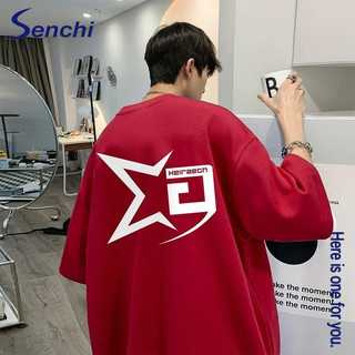 Áo thun ngắn tay in hình cotton nguyên chất Senchi Áo thun nửa tay đẹp trai phong cách mới