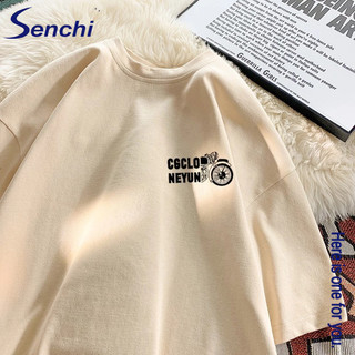 Áo thun ngắn tay đơn giản và đa năng Senchi nhiều màu nửa tay dáng rộng