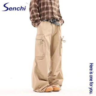 Quần yếm đường phố Senchi Mỹ cao cấp retro giặt quần âu thương hiệu hợp thời trang