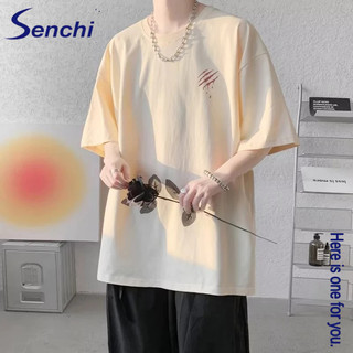 Áo thun nam tay ngắn hợp thời trang dáng rộng nửa tay hợp thời trang Senchi