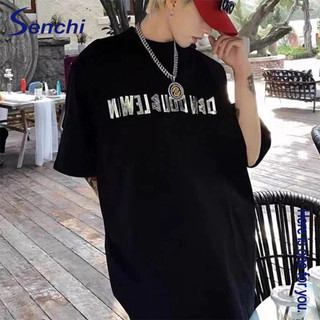 Senchi Hồng Kông phong cách ngắn tay nam mùa hè Mỹ đường phố cao cấp Châu Âu và Mỹ thương hiệu áo thun thiết kế thích hợp xu hướng đẹp trai