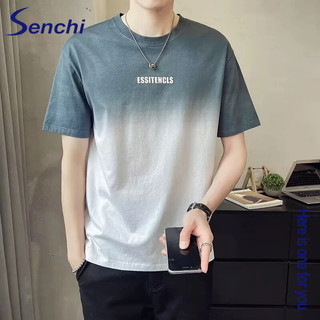 Áo thun nam ngắn tay Senchi Áo thun dáng rộng đơn giản Nhật Bản Áo thun đa năng hợp thời trang