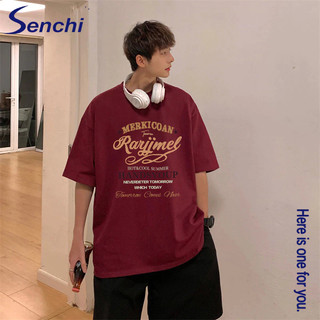 Áo thun Senchi tay ngắn nam mới của Mỹ cổ điển cao đường phố cao cấp hợp thời trang thương hiệu đẹp trai