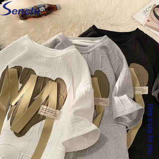 Áo thun nam Senchi tay ngắn vải cotton thời trang cổ điển dáng rộng nửa tay