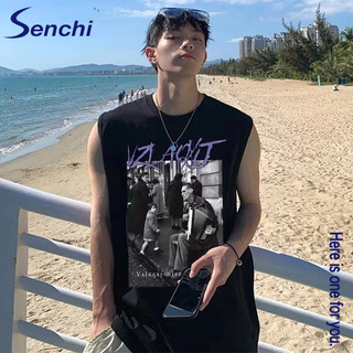 Senchi American Hợp Thời Trang Cao Cấp Không Tay Tank Top Cho Nam Mùa Hè Đa Năng Rời Áo Thun Thể Thao Top