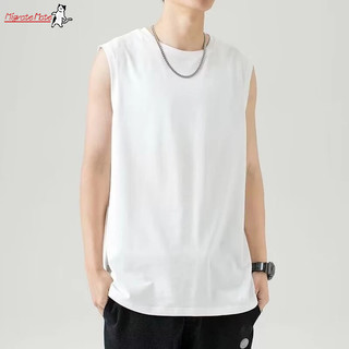 Áo ghi lê hạng nặng của Mỹ không tay vest thể thao nam cổ tròn màu trơn