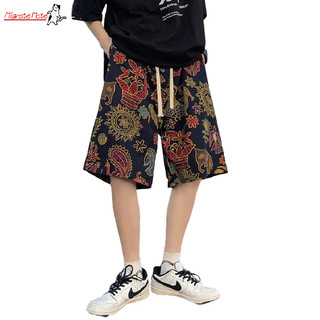 Quần đi biển mùa hè nam thương hiệu hợp thời trang nhanh khô lụa băng xu hướng quốc gia retro dáng rộng quần lớn giản dị