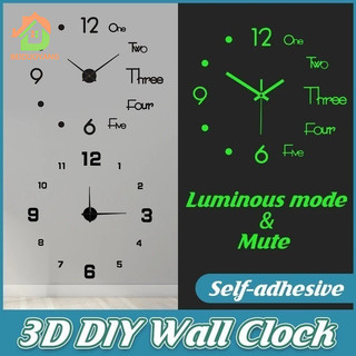 Đồng hồ phát sáng 3D dán tường DIY đồng hồ kỹ thuật số âm thanh nổi cho gia đình phòng khách trang trí tường văn phòng