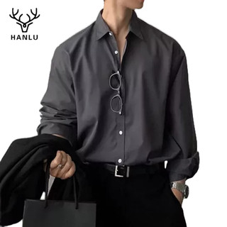 Áo sơ mi nam HANLU mới công sở giản dị màu trơn đơn giản dài tay nhẹ