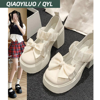 Qiaoyiluo Giày da nhỏ phong cách Anh Mary Jane mùa xuân mới đế dày đế đế đế dày giày đơn giày lười nữ