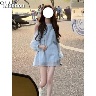IMAODOU Năm nay phổ biến hai mảnh mùa thu đông mới quây áo sơ mi dài tay quần short hot girl bộ đồ bé gái nhỏ