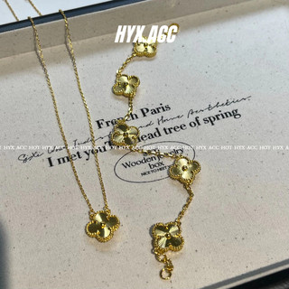Vòng tay nữ Vòng cổ Vintage Vòng cổ cỏ ba lá vàng Laser sang trọng