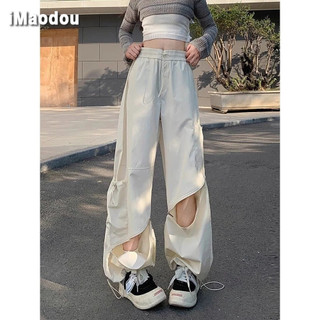 IMAODOU Shiran đường phố hip-hop quần ống rộng ống rộng kéo mở lỗ nối mùa hè phần mỏng quần rộng nam nữ thủy triều
