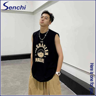 Áo thun không tay Senchi áo vest thể thao nam thương hiệu hợp thời trang dáng rộng thể dục hip-hop hàng đầu