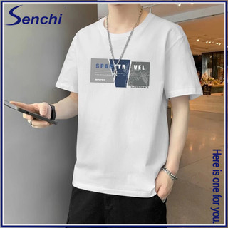 Senchi Áo thun ngắn tay mới dành cho nam băng mỏng lụa nửa tay áo thun băng